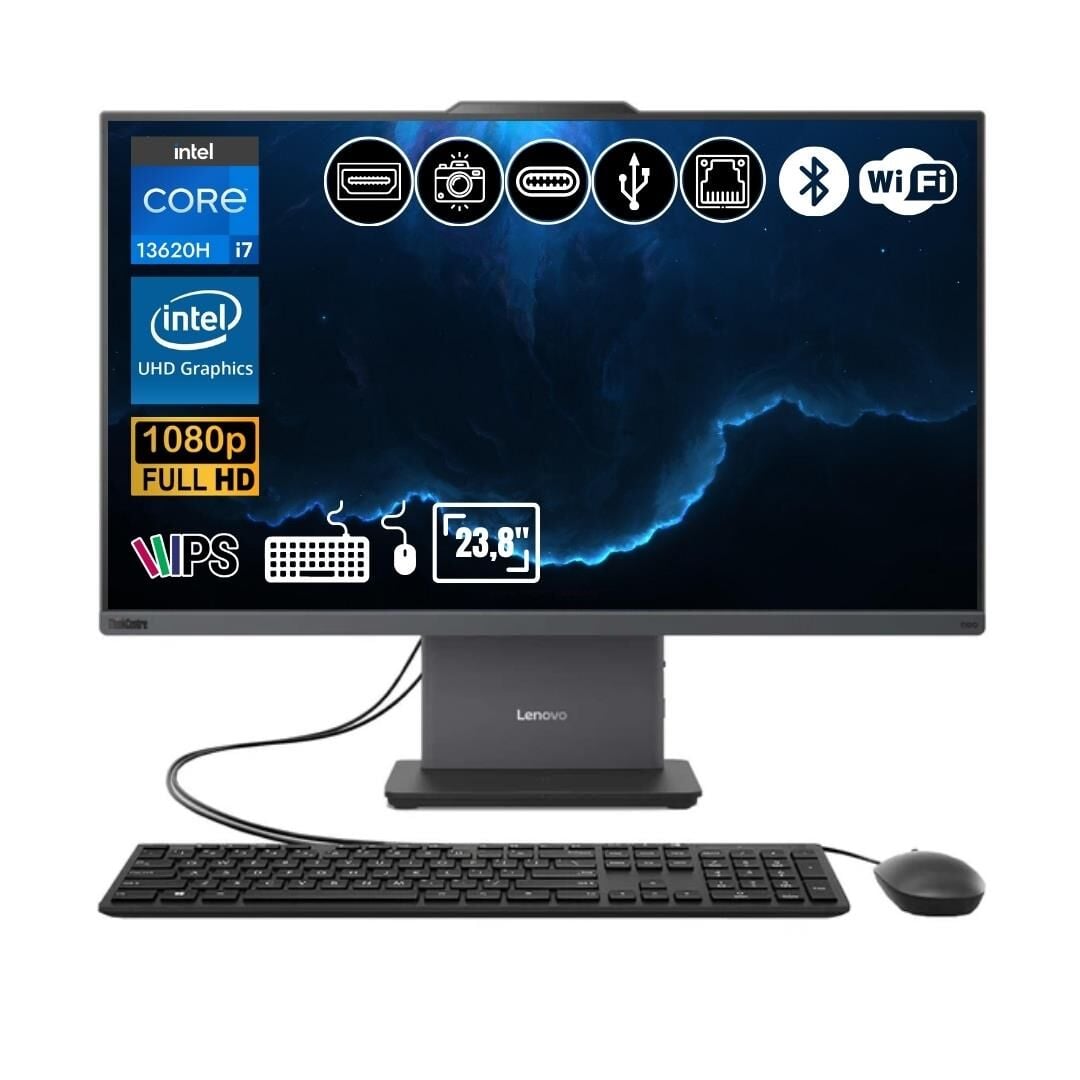 Lenovo Thinkcentre Neo 50A 24 Gen5 i7-13620H 16GB 512GB 23.8'' FDos All In One Bilgisayar 12SCA078TR