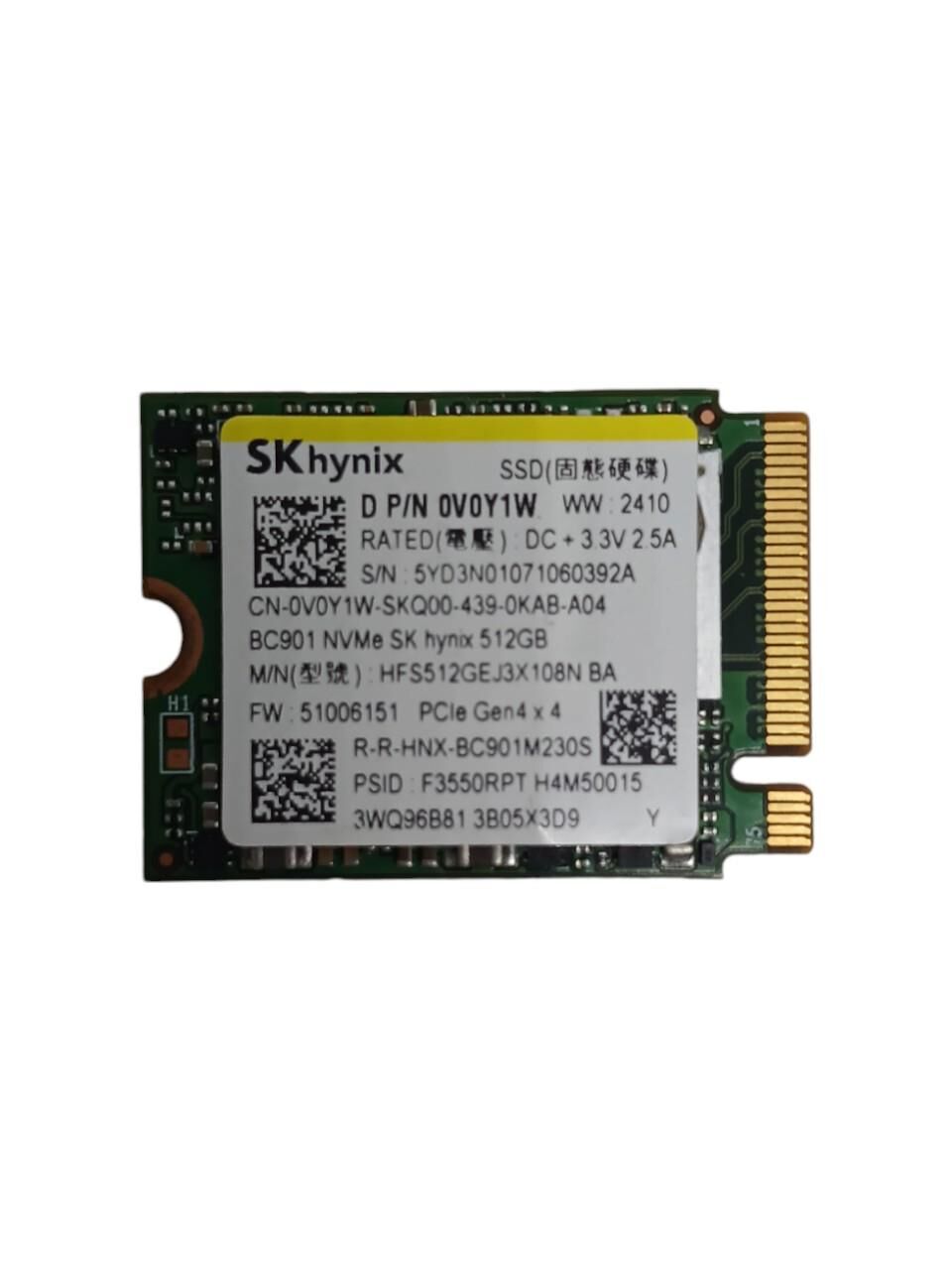 SK Hynix Sk Hynıx BC901 512GB Nvme M.2 2230 SSD HFS512GEJ3X108N 0V0Y1W