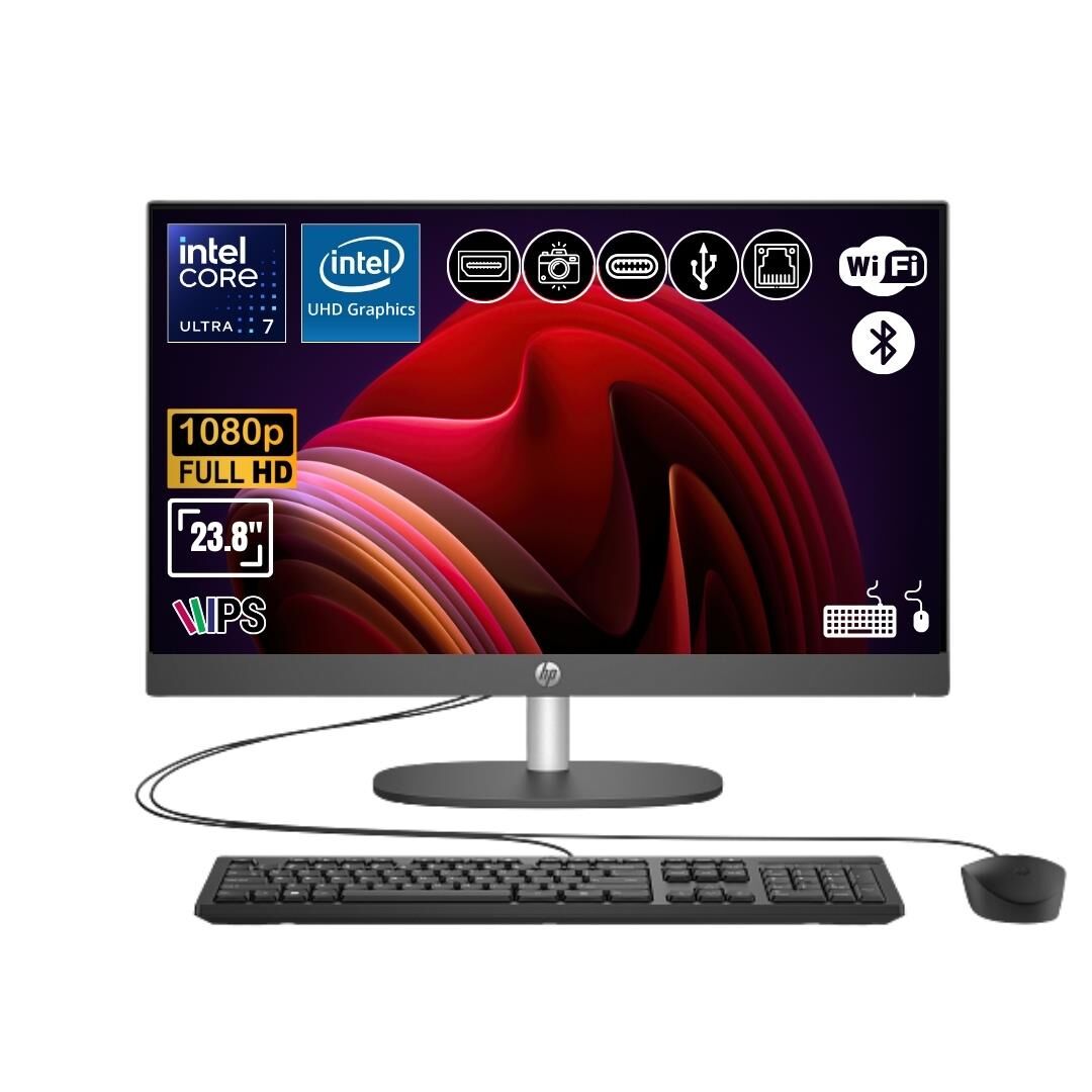 HP ProOne 240 G10 D36C6ET ATL3 Ultra 7 155U 8GB 1TB SSD FDos 23.8'' Full HD All in One Bilgisayar