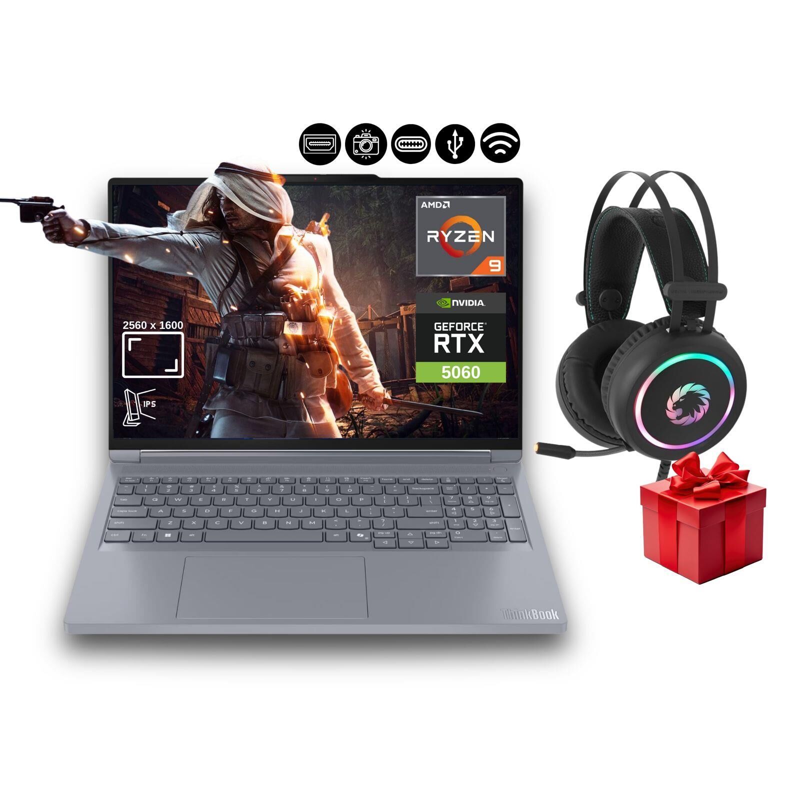 Lenovo Thinkbook G6 Ryzen9 8940HX 32GB 512GB Nvme SSD 8Gb RTX5060 21U00013TX ATL4 16'' Dos Notebook