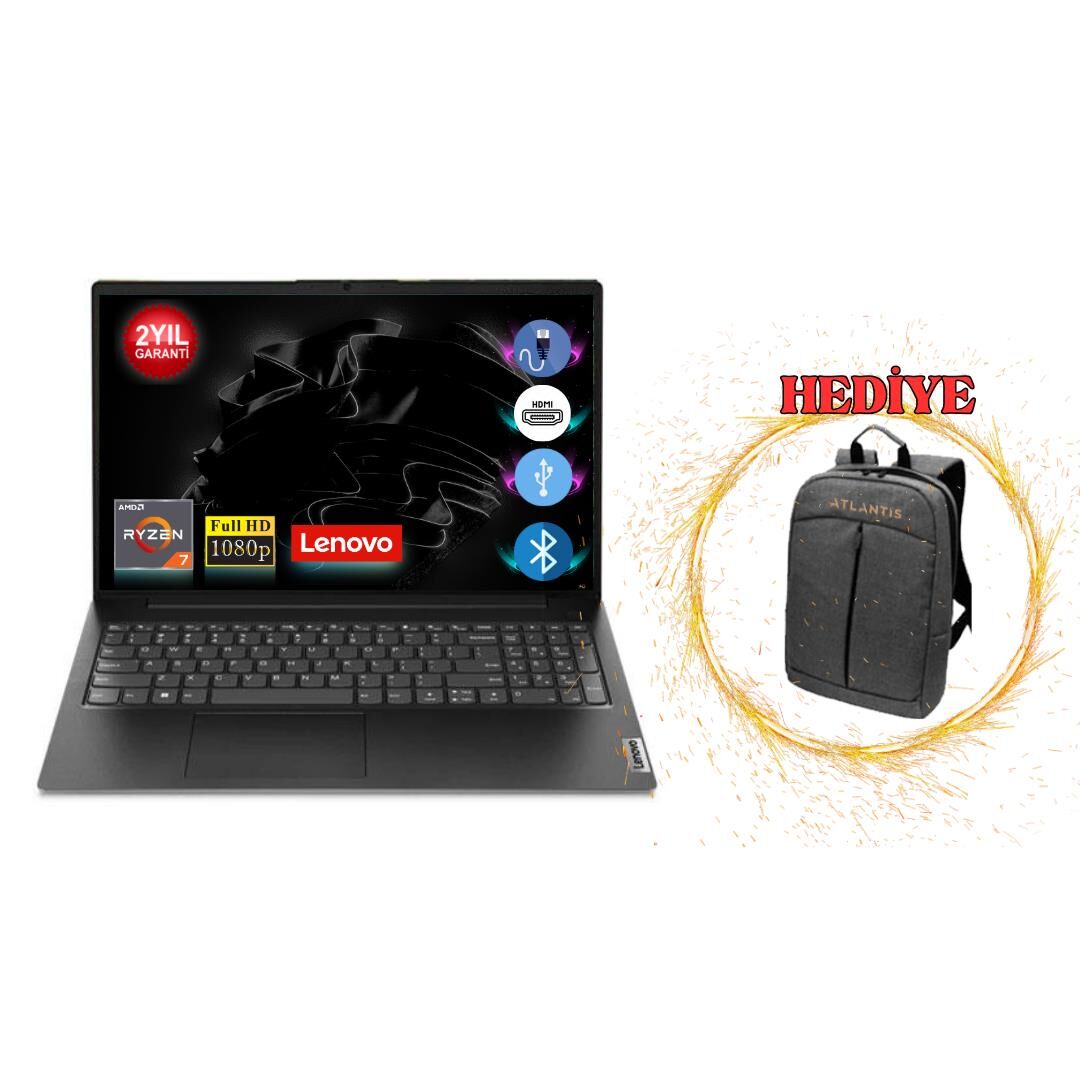 Lenovo V15 G4 Amd Ryzen 5 7520U  8 GB 256 SDD  82YU00Q6TXA15 15.6''  W11Pro Taşınabilir Bilgisayar+Çanta