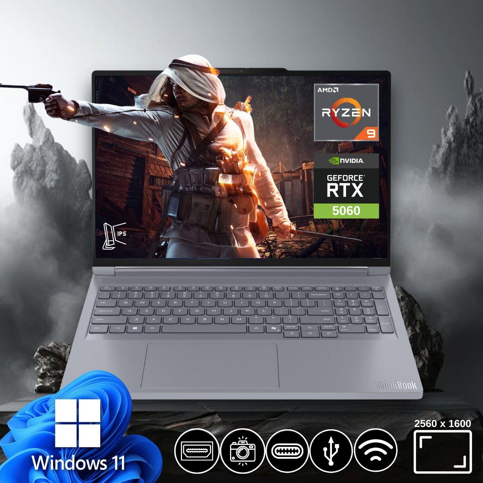 Lenovo Thinkbook G6 Ryzen9 8940HX 16GB 2TB Nvme SSD 8Gb RTX5060 21U00013TX ATL11 16'' Win11Pro Notebook