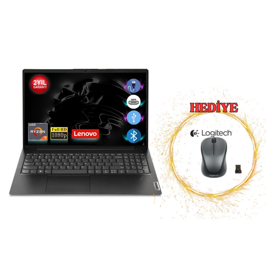 Lenovo V15 G4 Amd Ryzen 5 7520U  8 GB 1 TB SDD  82YU00Q6TXA23 15.6''  W10Pro Taşınabilir Bilgisayar+Mouse