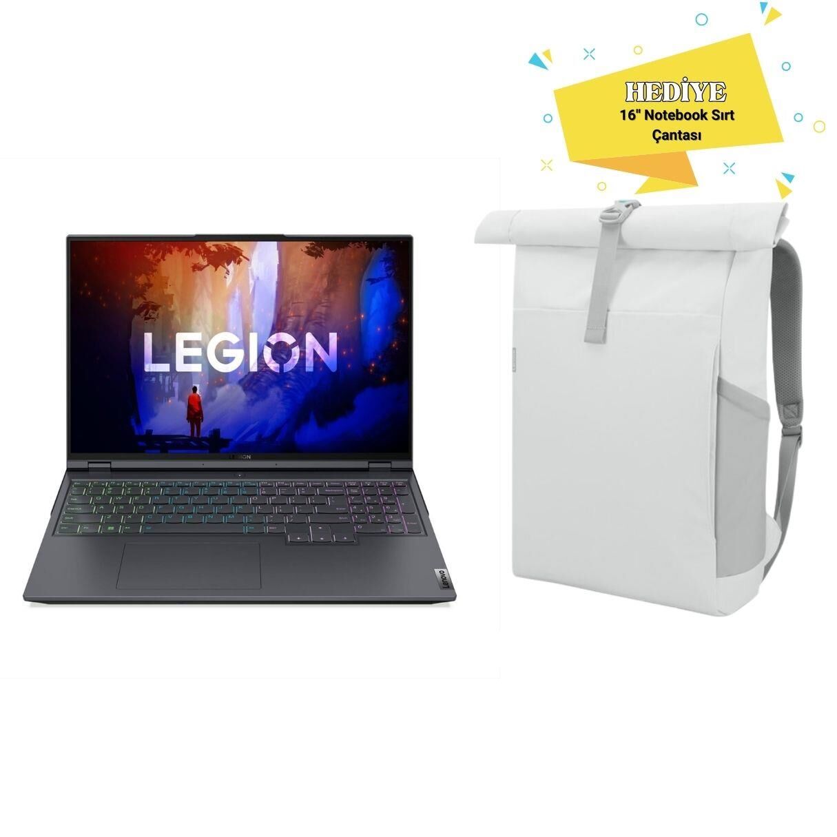 Lenovo Legion 5 Pro 16IAH7H  i7-12700H 32 GB 2 TB SSD RTX3060 16'' W11H 82RF00SVTXA5 Notebook+ Lenovo Çanta