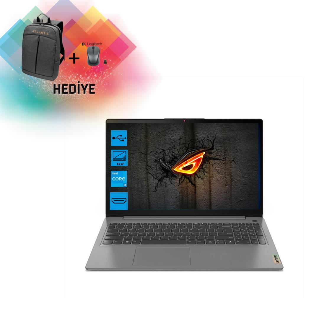 Lenovo Ideapad 3 Intel Core i5 1155G7 8GB 512GB SSD 82H8034ETXZ24 FreeDos FHD Taşınabilir Bilgisayar + Çanta & Mouse