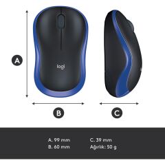 LOGITECH M185 NANO KABLOSUZ BLUE (910-002236)