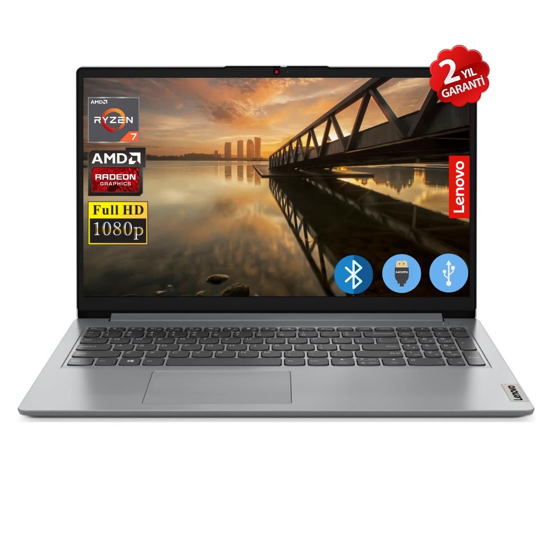 Lenovo Ideapad 1 AMD Ryzen 7 5700U 24GB 1TB SSD 82R4006FTRA011 Fdos 15.6'' Taşınabilir Bilgisayar
