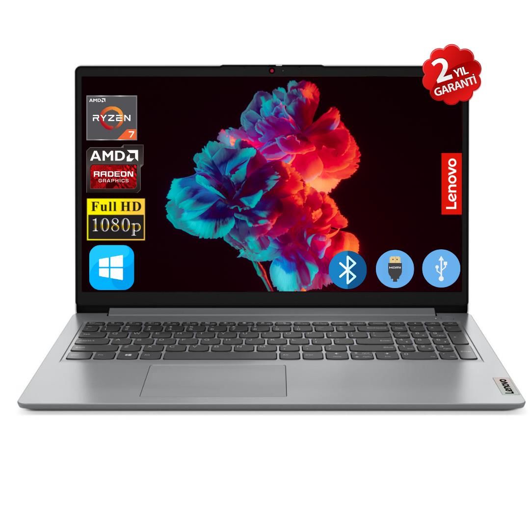Lenovo Ideapad 1 AMD Ryzen 7 5700U 16GB 512 SSD 82R4006FTRA019 W11 Pro 15.6'' Taşınabilir Bilgisayar