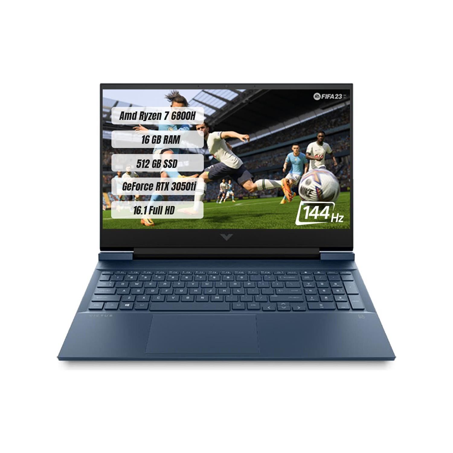Hp Victus Laptop 16-e1004nt Amd Ryzen 7 6800H 16 GB 512GB SSD RTX 3050TI 16.1'' FHD 144 Hz FreeDos Taşınabilir Bilgisayar 68S20EA