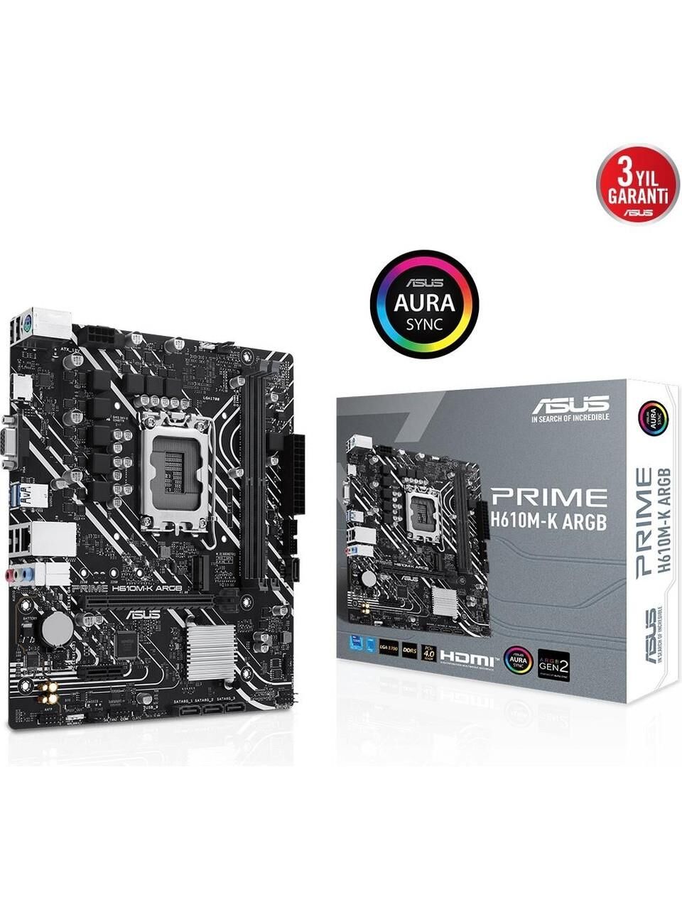 ASUS PRIME H610M-K ARGB DDR5 1700P DDR5 SES GLAN HDMI/VGA SATA3 USB3.2 mATX