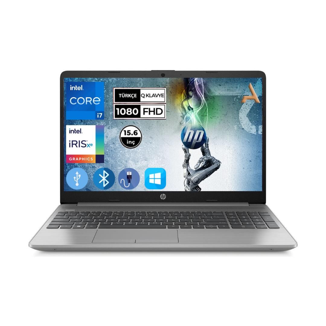 Hp 250 G9  I7-1255U 8GB 512GB M.2 SSD 6Q8M8ESATL17 15.6'' W10pro Taşınabilir Bilgisayar