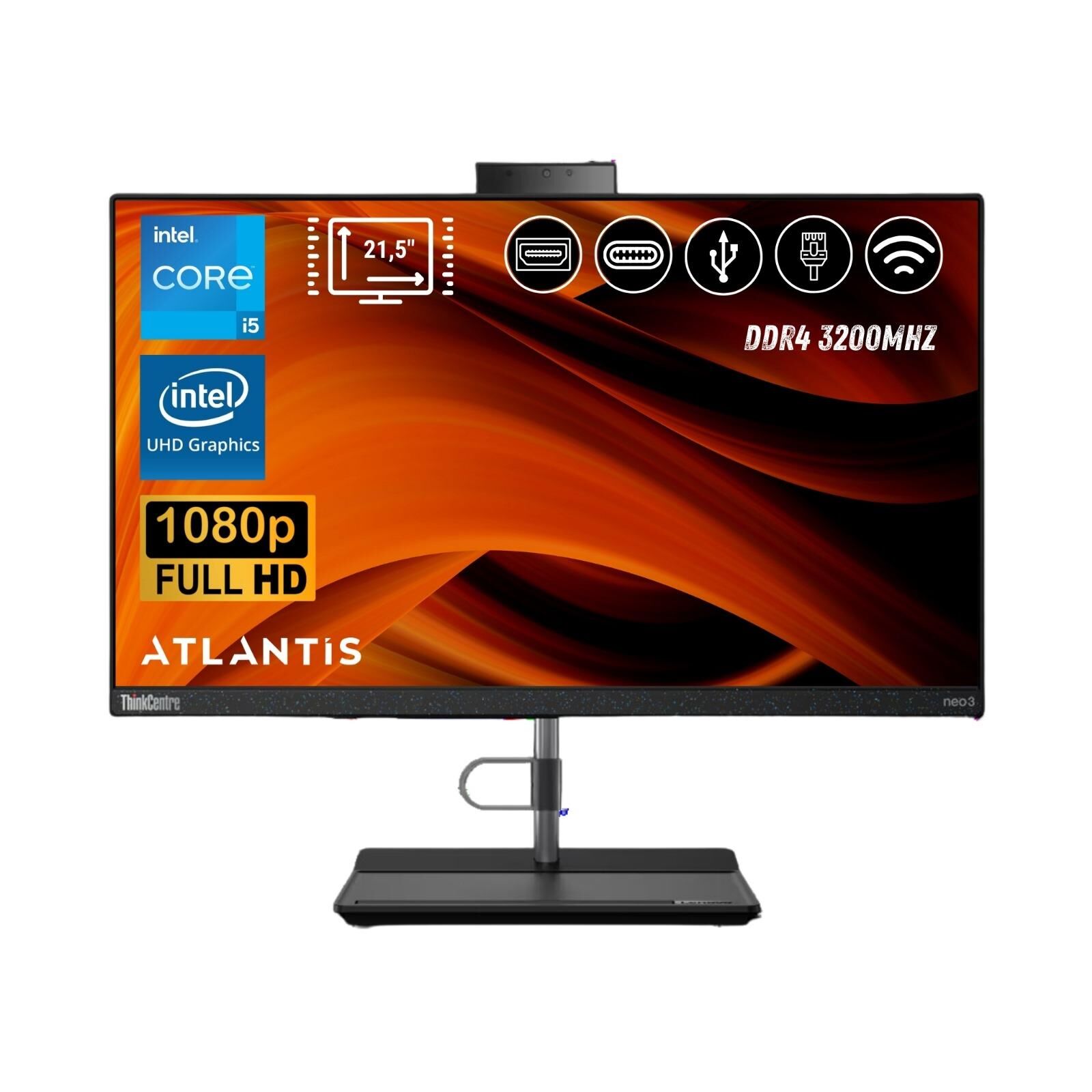 Lenovo ThinkCentre Neo 30A 22 i5-12450H 8GB 2TB M.2 SSD  12B30062TX ATL3  21.5'' FDOS ALL IN ONE BİLGİSAYAR