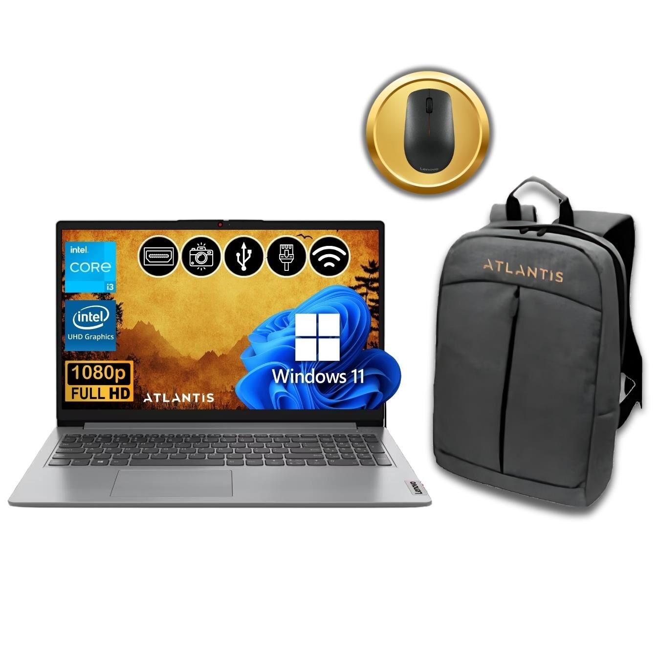 Lenovo IdeaPad 1 15IAU7  İ3-1215U  16GB 128GB M.2 SSD 82QD00H0TXATL36 15.6''  W11Pro Notebook+Çanta&Mouse