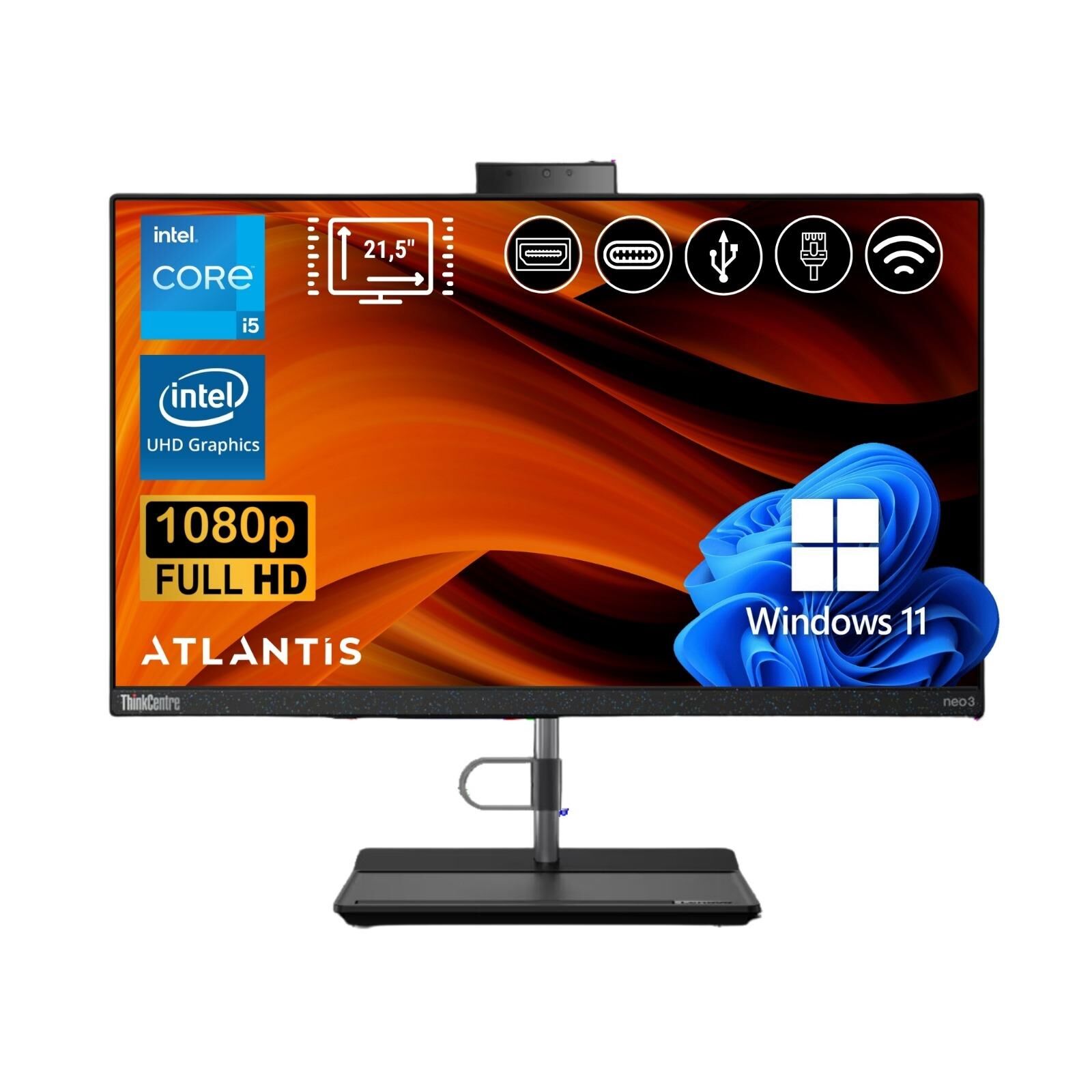 Lenovo ThinkCentre Neo 30A 22 i5-12450H 32GB 2TB M.2 SSD  12B30062TX ATL26  21.5'' W11Pro  ALL IN ONE BİLGİSAYAR