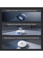 Ezviz Re4 Akıllı Robot Süpürge Mop + Süpürme -Beyaz Robot Süpürge