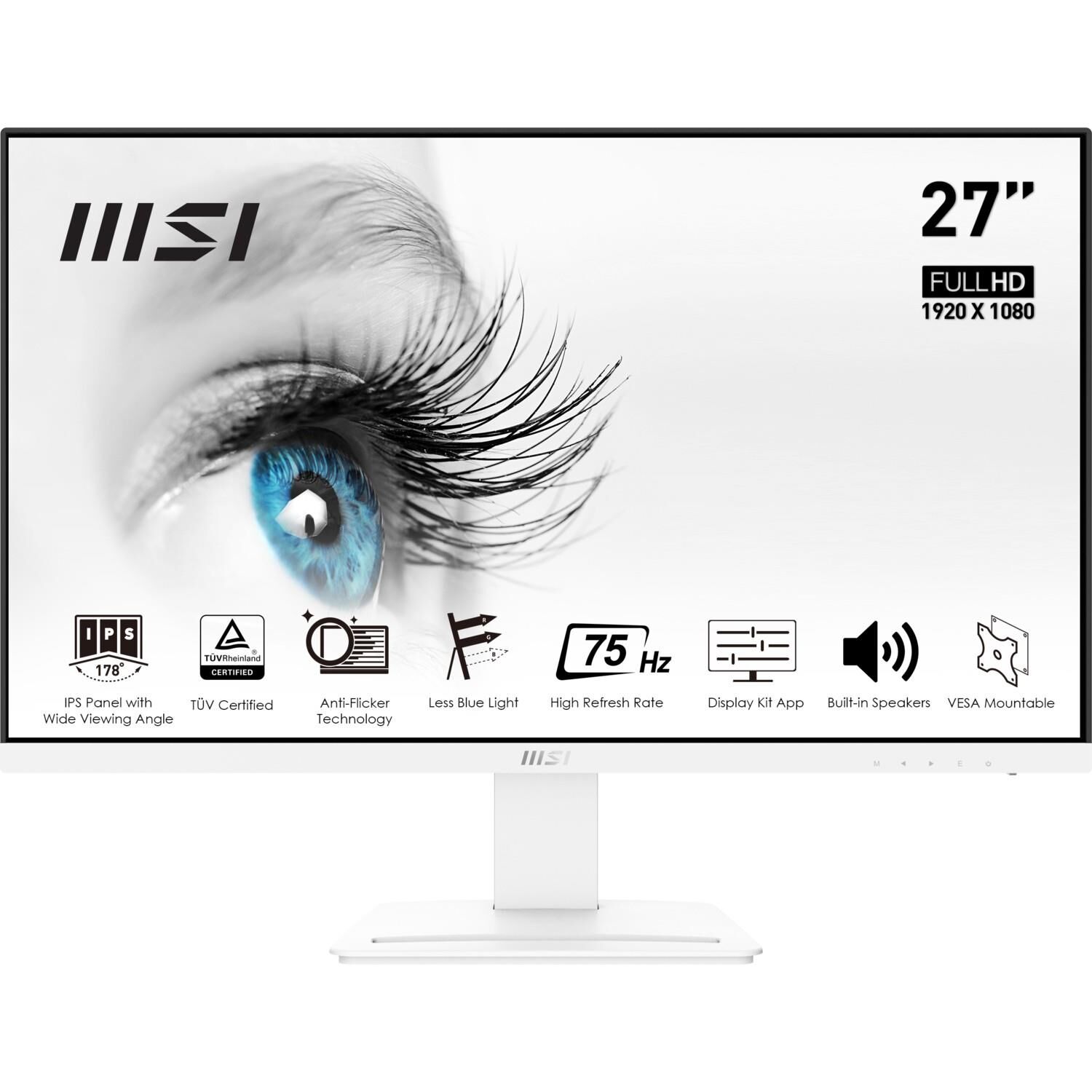 MSI 27'' PRO MP273W FLAT 1920X1080(FHD) IPS 75HZ BEYAZ ANTI-GLARE MONITOR