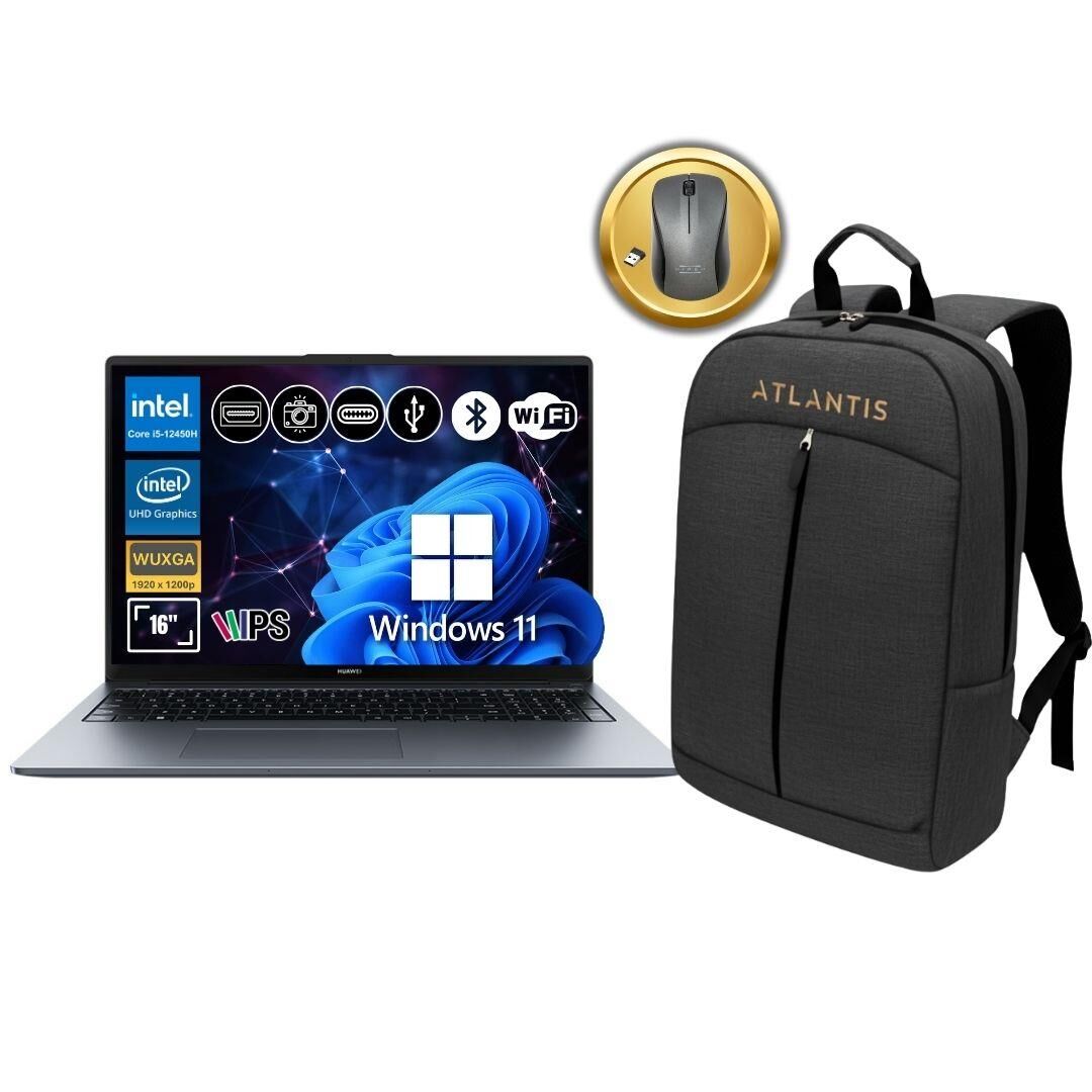 Huawei MateBook D16 2024 i5-12450H 16GB Ram 1TB SSD Win11Pro 15.6'' Notebook+Çanta&Mouse MCLF-W5651 ATL22