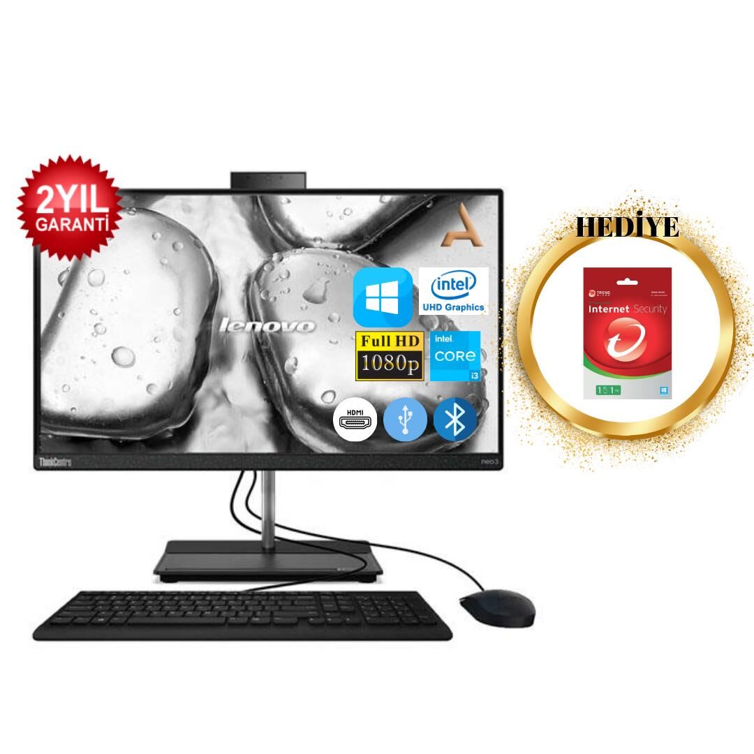 Lenovo Thinkcentre Neo 30A I3-1215U 32 GB 1TB SSD 12B3002KTX0A30 O/b 21.5'' W11 pro All In One Pc+ Internet Security