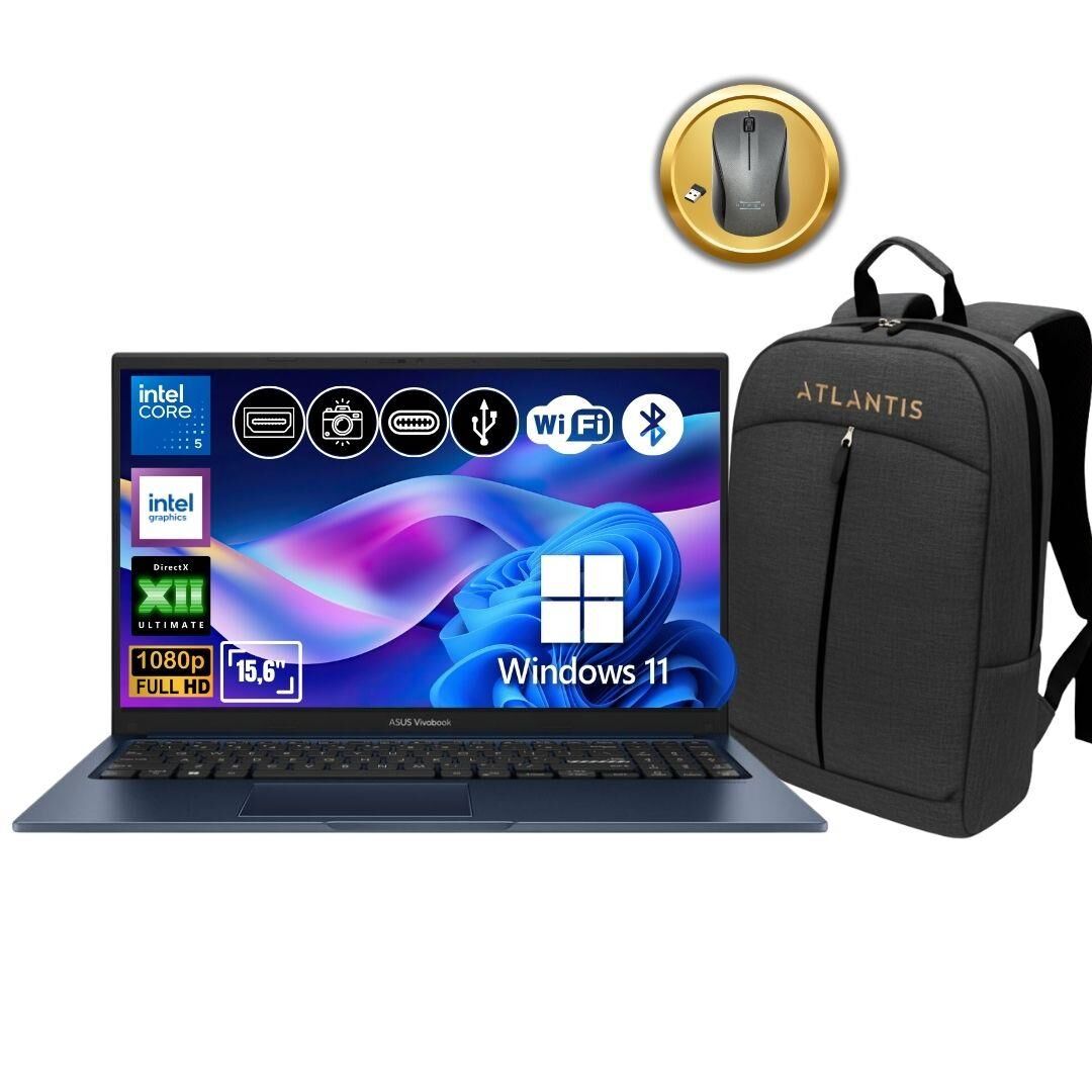 Asus Vivobook 15 X1504VA-BQ4101 ATL39 Intel Core 5 120U 8GB Ram 2TB SSD Win11Pro 15.6'' Notebook + Çanta&Mouse