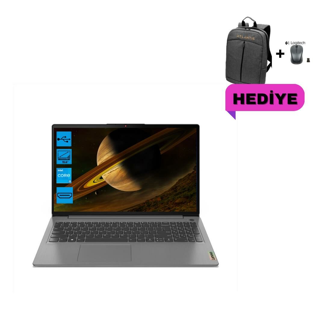 Lenovo Ideapad 3 Intel Core i5 1155G7 24GB 256GB SSD + 500 GB HDD 82H8034ETXZ143 FHD Win11 Pro Taşınabilir Bilgisayar + Çanta & Mouse