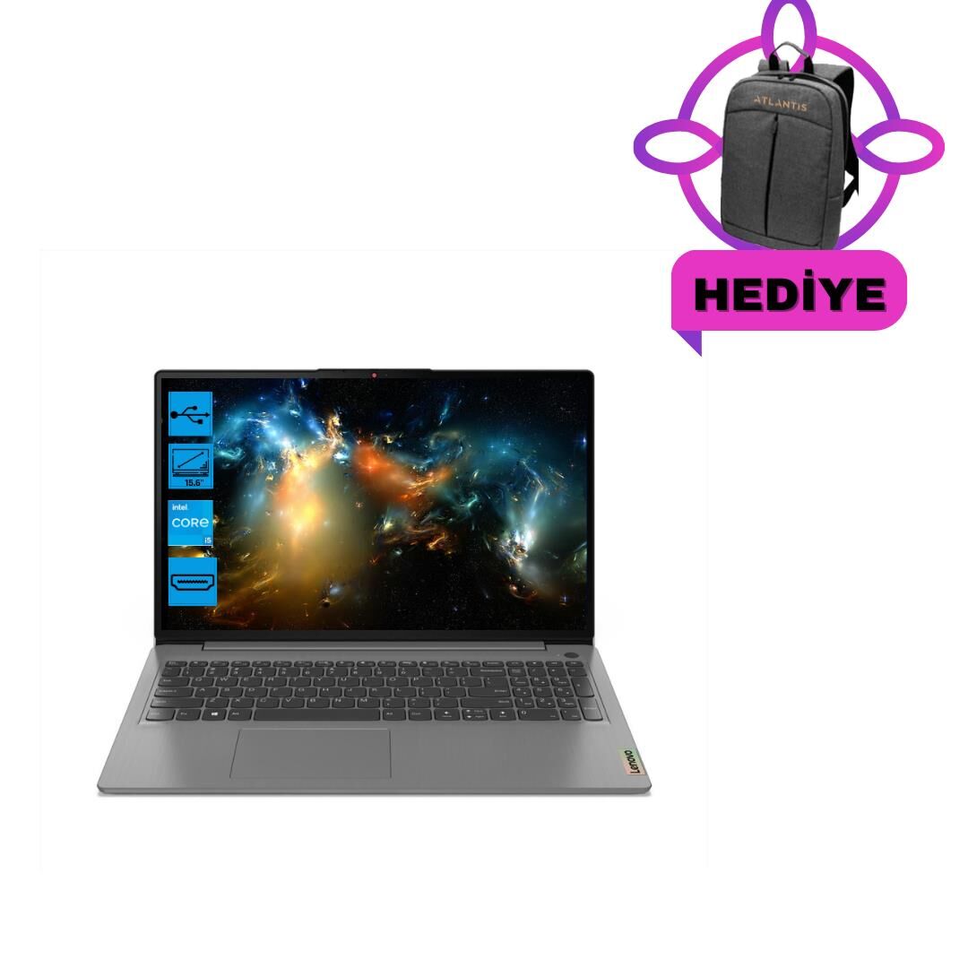 Lenovo Ideapad 3 Intel Core i5 1155G7 16GB 256GB SSD + 500 GB HDD 82H8034ETXZ138 FHD Win11 Pro Taşınabilir Bilgisayar + Çanta