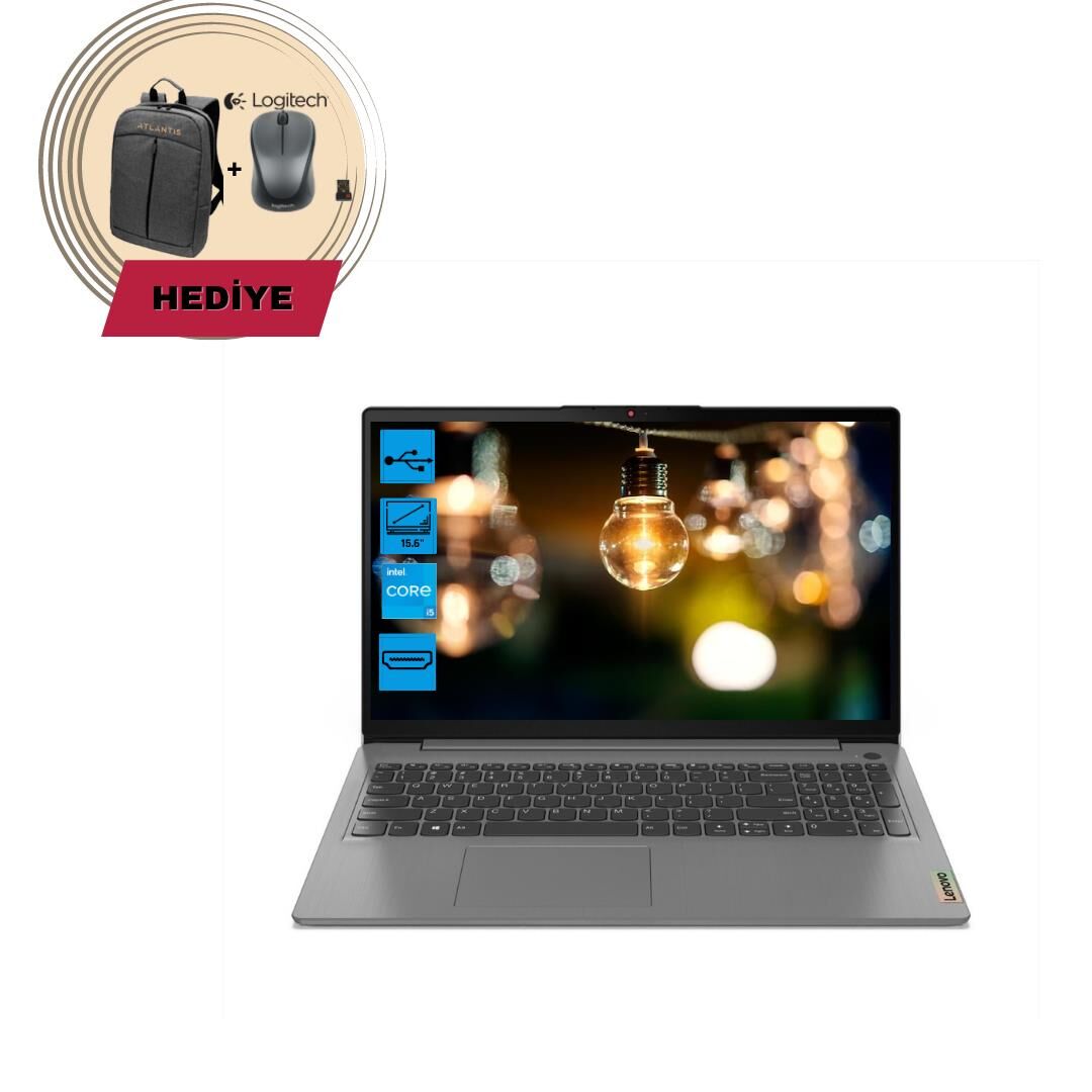 Lenovo Ideapad 3 Intel Core i5 1155G7 24GB 1TB SSD 82H8034ETXZ107 FHD Win11 Pro Taşınabilir Bilgisayar + Çanta & Mouse