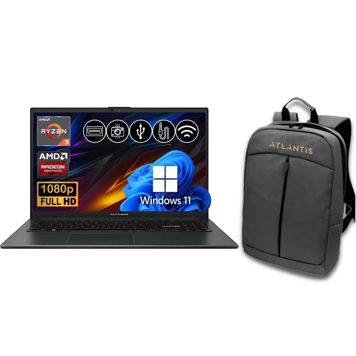 Asus VivoBook Go 15 R3-7320U 8GB 2TB M.2 SSD E1504FA-NJ097  ATL19 15.6'' W11Pro Notebook +çanta