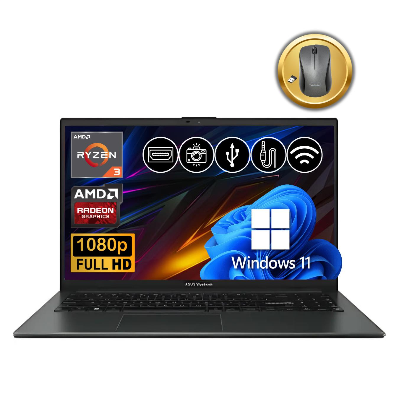 Asus VivoBook Go 15 R3-7320U 8GB 512GB M.2 SSD E1504FA-NJ097  ATL22 15.6'' W11Pro Notebook +Mouse