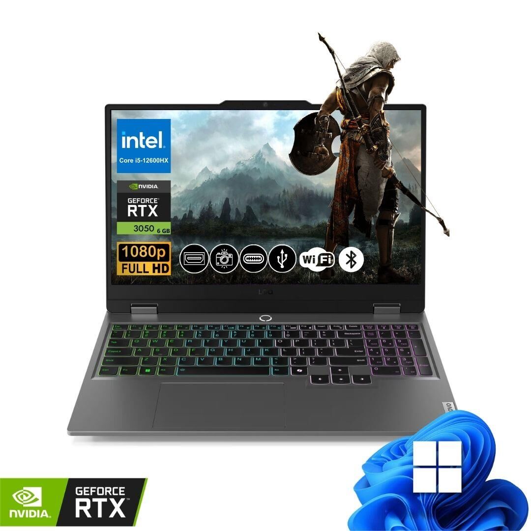 Lenovo LOQ Gaming Notebook i5-12600HX 32GB RAM 2TB SSD RTX3050 6GB 15.6'' FHD 144Hz IPS Win11 Pro 83GS00P8TR ATL32