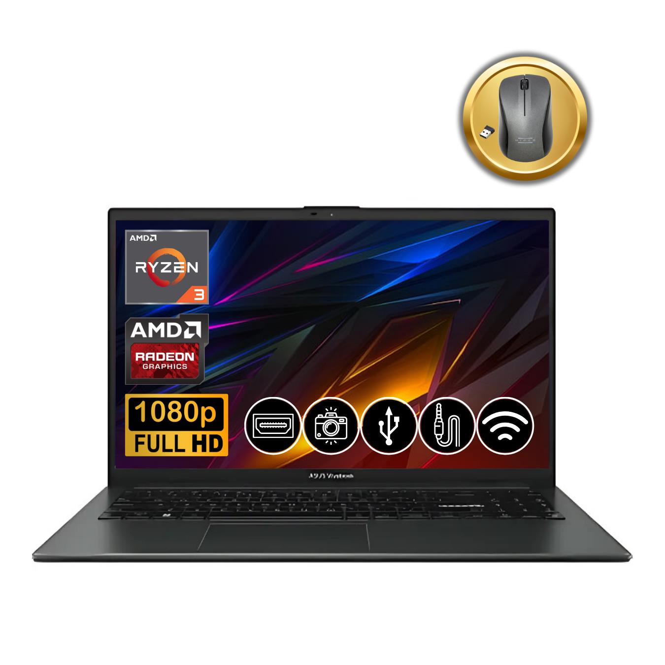 Asus VivoBook Go 15 R3-7320U 8GB 512GB M.2 SSD E1504FA-NJ097  ATL27 15.6'' Fdos Notebook +Mouse