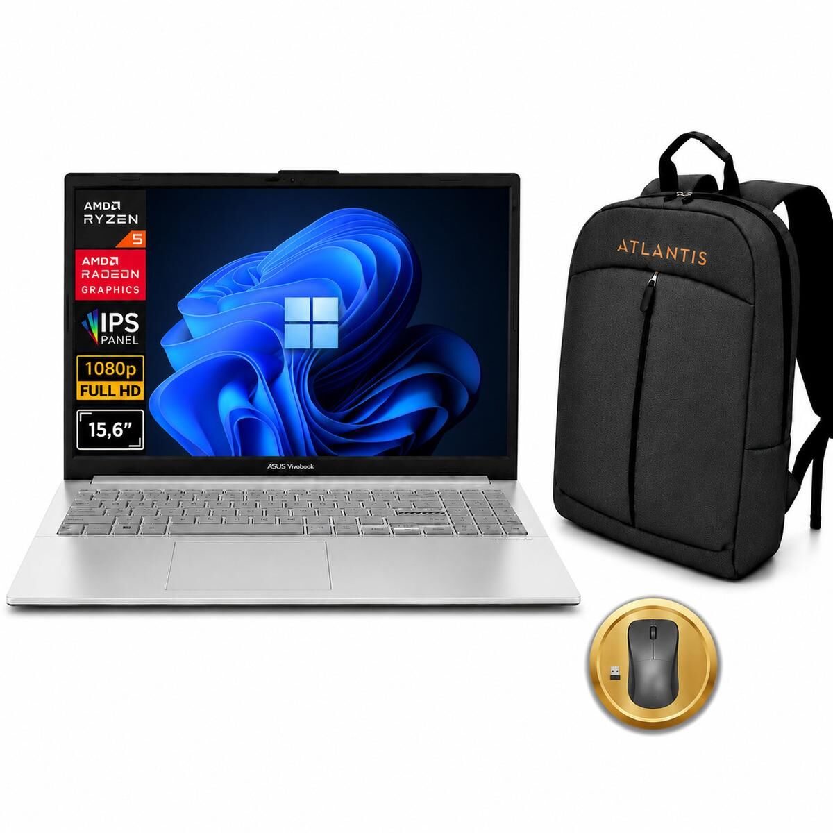 Asus Vivobook 15 Ryzen 5 7520U 8GB 1TB SSD 15.6'' Win11Pro E1504FA-BQ4463 A22 Notebook + Çanta +Mouse