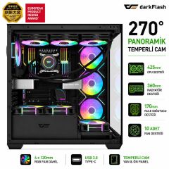 Aigo DarkFlash DS900 AT-750W 80+ Bronze USB 3.0 Type-C 4x12CM Fan Temperli Cam Siyah ATX Oyuncu Kasasi