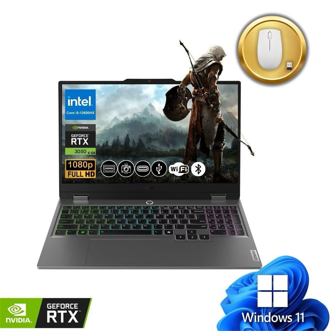 Lenovo LOQ Gaming Notebook i5-12600HX 40GB RAM 512GB SSD RTX3050 6GB 15.6'' FHD 144Hz IPS Win11Pro 83GS00P8TR ATL117 +Mouse