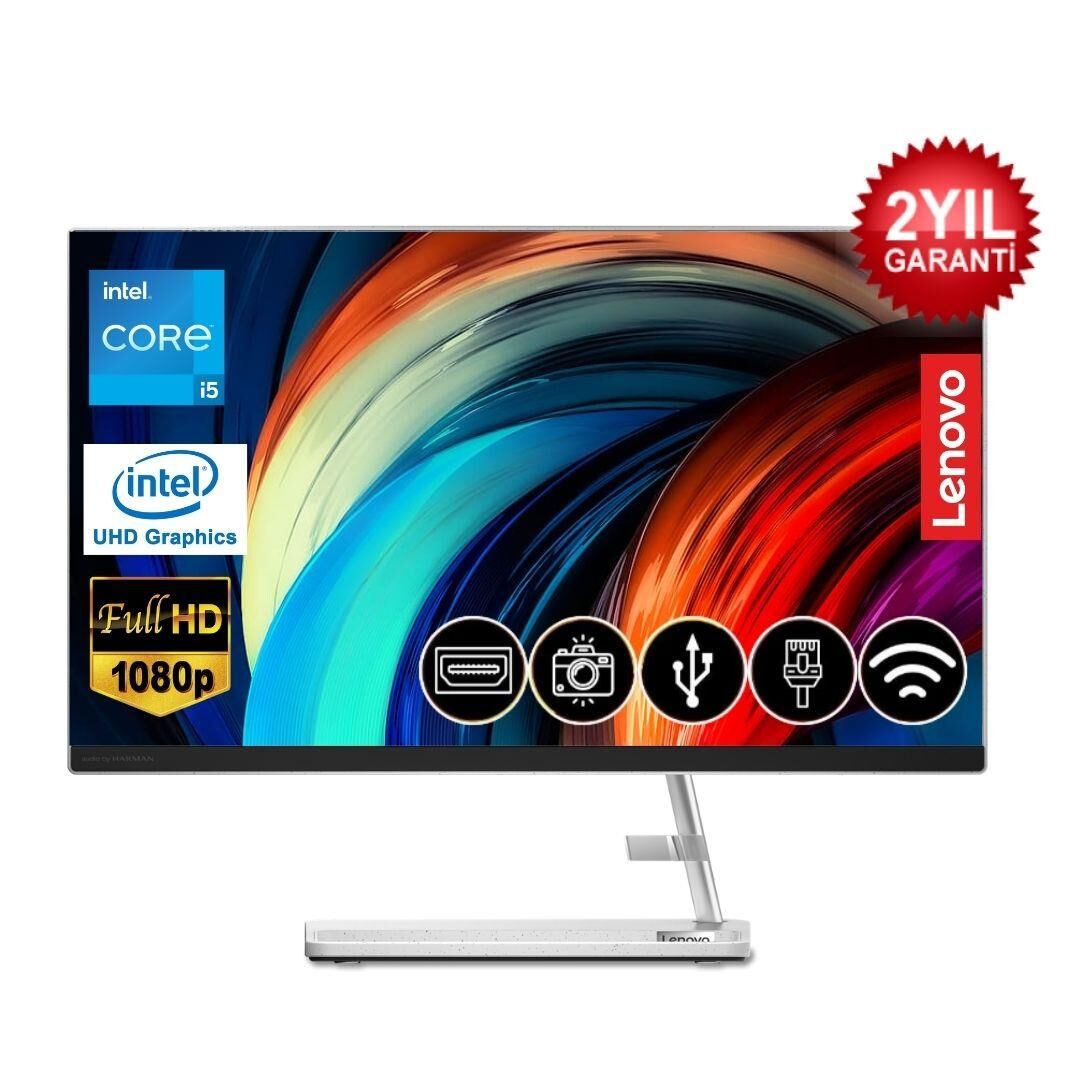 Lenovo Ideacentre 3 i5 12450H 8GB 2TB M.2 SSD F0GH01GBTR ATL4 23.8'' Fdos Beyaz  All In One Bilgisayar