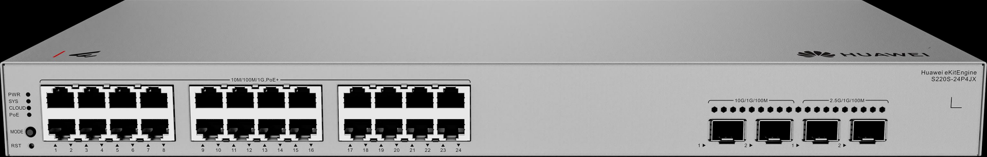 Huawei eKitEngine S220S-24LP4JX 24 Port Gigabit PoE Switch, 195W 2x 2.5G, 2x 10G SFP, L2 Yönetilebilir