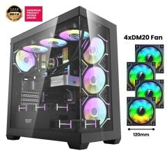 AIGO DS900 AT-750W 80+ Bronze USB3.0 Type-C 4×12CM Fan Temperli Cam Siyah ATX Kasa