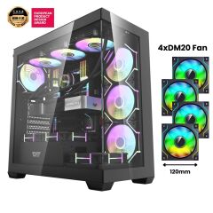AIGO DS900 AT-750W 80+ Bronze USB3.0 Type-C 4×12CM Fan Temperli Cam Siyah ATX Kasa