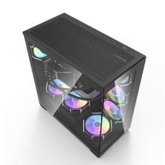 AIGO DS900 AT-750W 80+ Bronze USB3.0 Type-C 4×12CM Fan Temperli Cam Siyah ATX Kasa