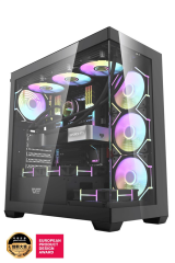 AIGO DS900 AT-750W 80+ Bronze USB3.0 Type-C 4×12CM Fan Temperli Cam Siyah ATX Kasa