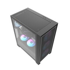 AIGO DRX70 Mesh AT-750W 80+ Bronze USB3.0 Type-C 4×12CM Fan Temperli Cam Siyah ATX Kasa