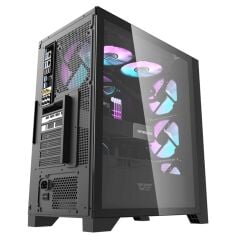 AIGO DRX70 Mesh AT-750W 80+ Bronze USB3.0 Type-C 4×12CM Fan Temperli Cam Siyah ATX Kasa