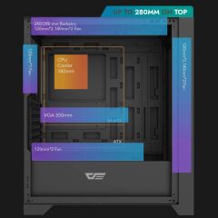 AIGO DRX70 Mesh AT-750W 80+ Bronze USB3.0 Type-C 4×12CM Fan Temperli Cam Siyah ATX Kasa