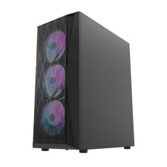 AIGO DK352 AT-650W 80+ Bronze USB3.0 4×12CM Fan Temperli Cam Siyah E-ATX Kasa
