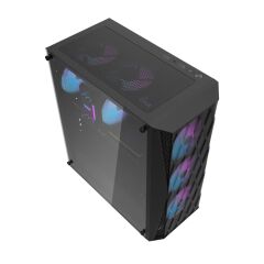 AIGO DK352 AT-650W 80+ Bronze USB3.0 4×12CM Fan Temperli Cam Siyah E-ATX Kasa