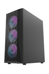 AIGO DK352 AT-650W 80+ Bronze USB3.0 4×12CM Fan Temperli Cam Siyah E-ATX Kasa