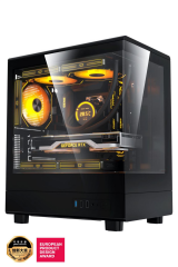 AIGO DB330M USB3.0 3×12CM Fan Temperli Cam Siyah mATX Kasa (PSU Yok)