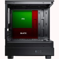 AIGO DB330M USB3.0 3×12CM Fan Temperli Cam Siyah mATX Kasa (PSU Yok)