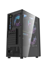 AIGO A290 USB3.0 3×12CM Fan Temperli Cam Siyah ATX Kasa (PSU Yok)