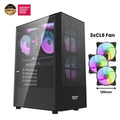 AIGO A290 USB3.0 3×12CM Fan Temperli Cam Siyah ATX Kasa (PSU Yok)