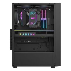 AIGO A290 USB3.0 3×12CM Fan Temperli Cam Siyah ATX Kasa (PSU Yok)